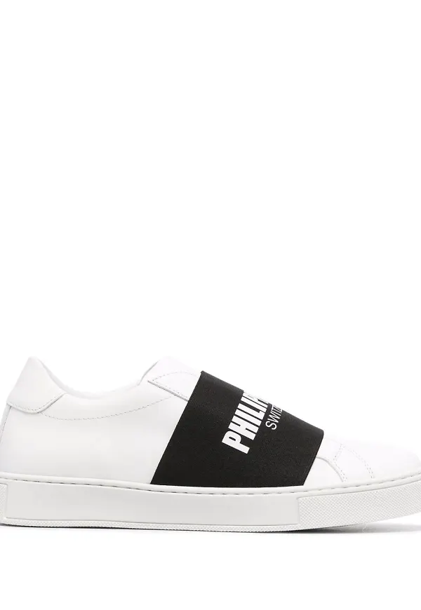 Philipp Plein slip on-sneakers med logotyp - Vit