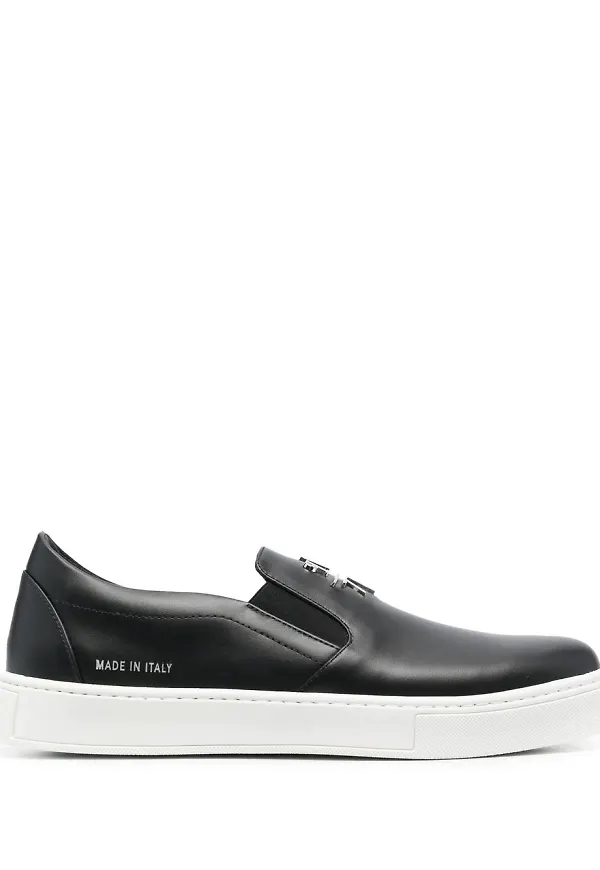 Philipp Plein slip on-sneakers med logotypplakett - Svart