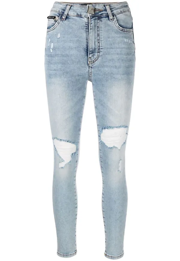 Philipp Plein slitna skinny-jeans - Blå