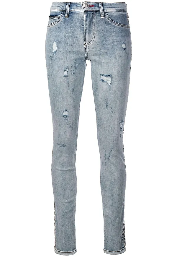 Philipp Plein slitna skinny-jeans - Blå