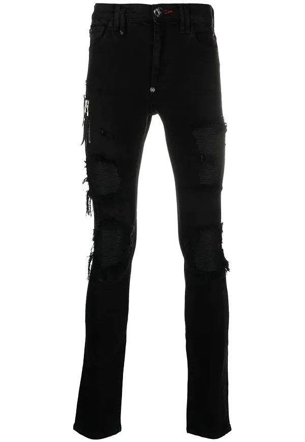 Philipp Plein slitna skinny-jeans - Svart