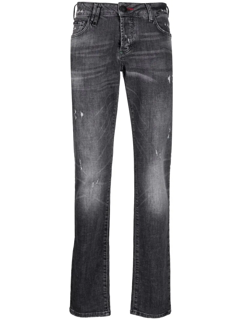 Philipp Plein slitna straight-jeans - Grå