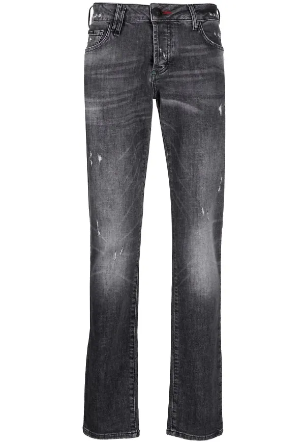 Philipp Plein slitna straight-jeans - Grå