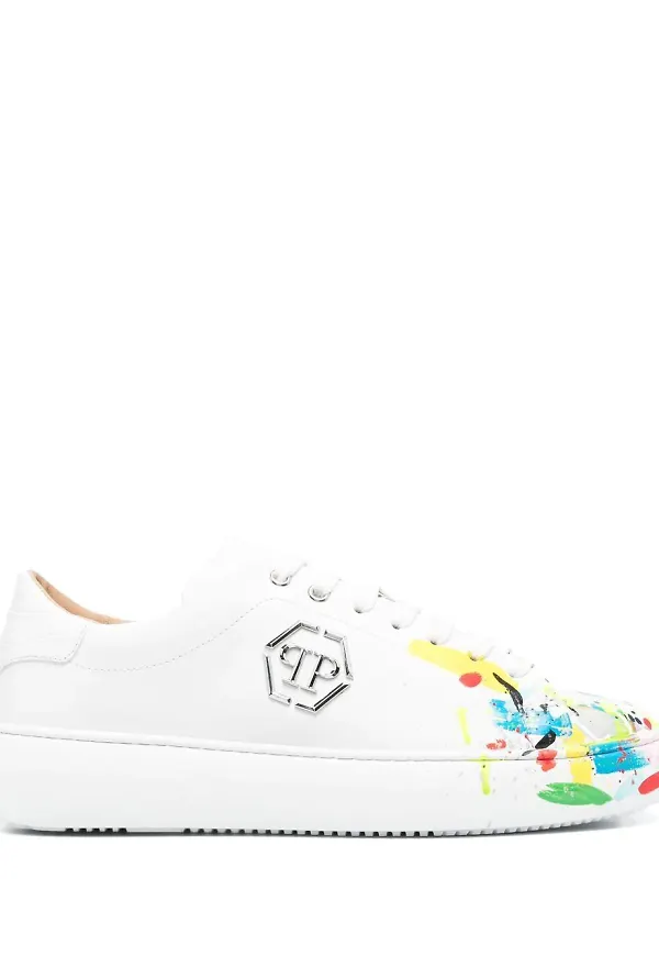 Philipp Plein sneakers med färgstänk - Vit