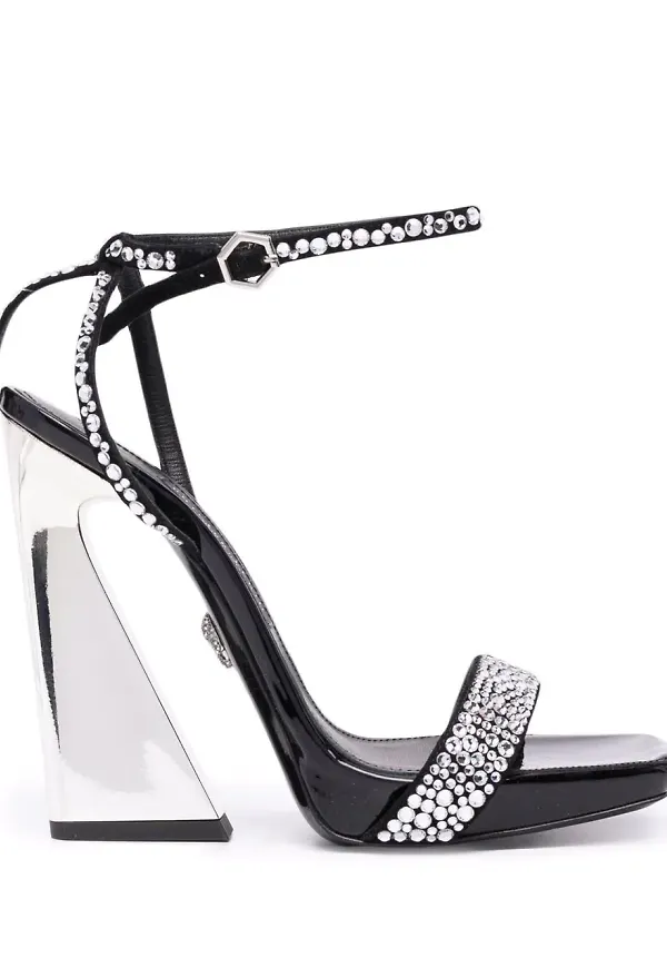 Philipp Plein stenprydda sandaler - Svart