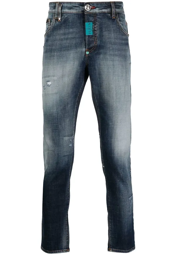 Philipp Plein stentvättade skinny-jeans - Blå