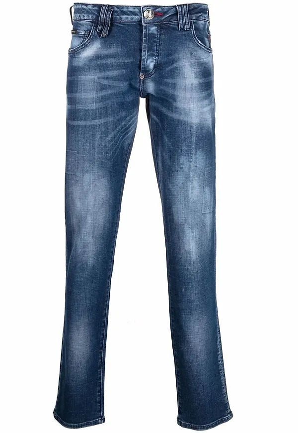 Philipp Plein stentvättade straight-jeans - Blå