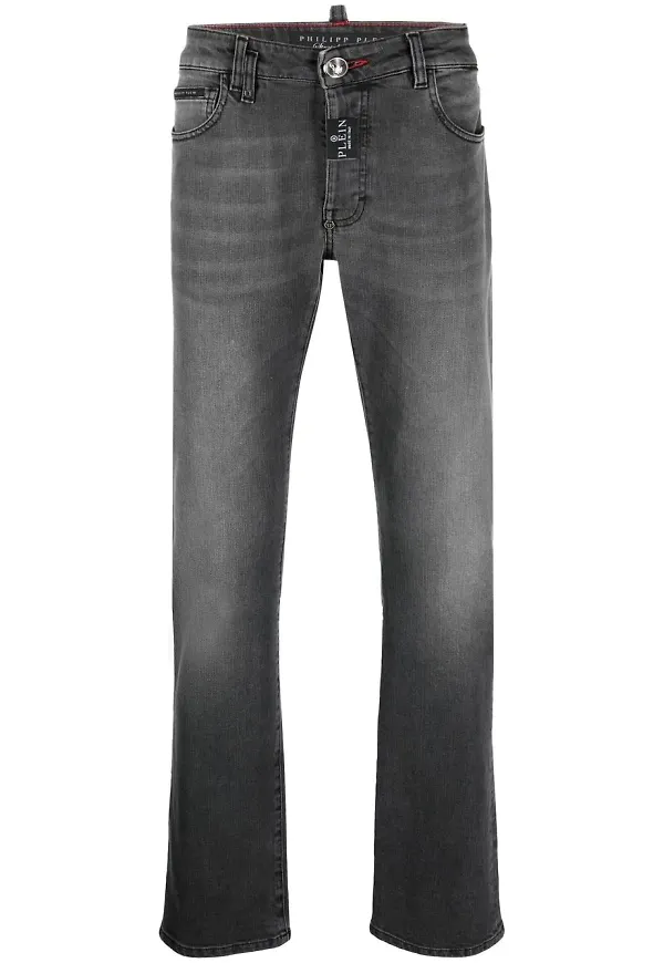 Philipp Plein stentvättade straight-jeans - Svart