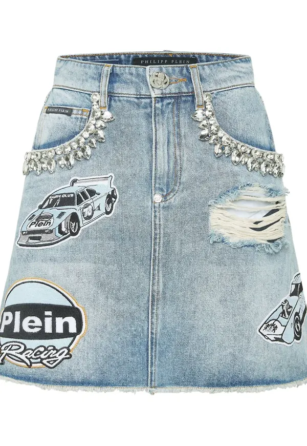 Philipp Plein Stones Cars Racing kjol - Blå