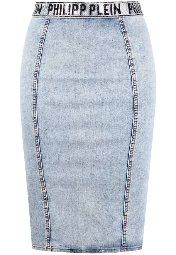 Philipp Plein Stones jeanskjol - Blå