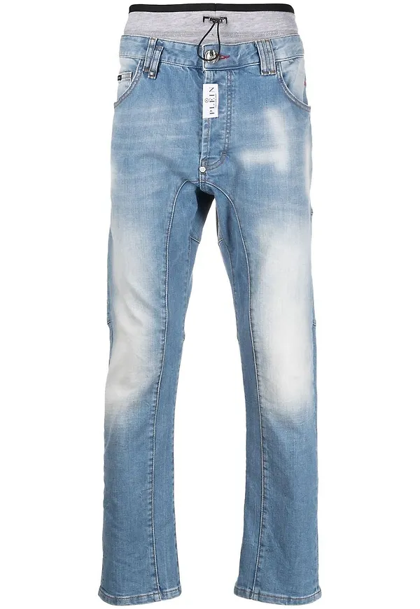 Philipp Plein straight-jeans med dragsko - Blå