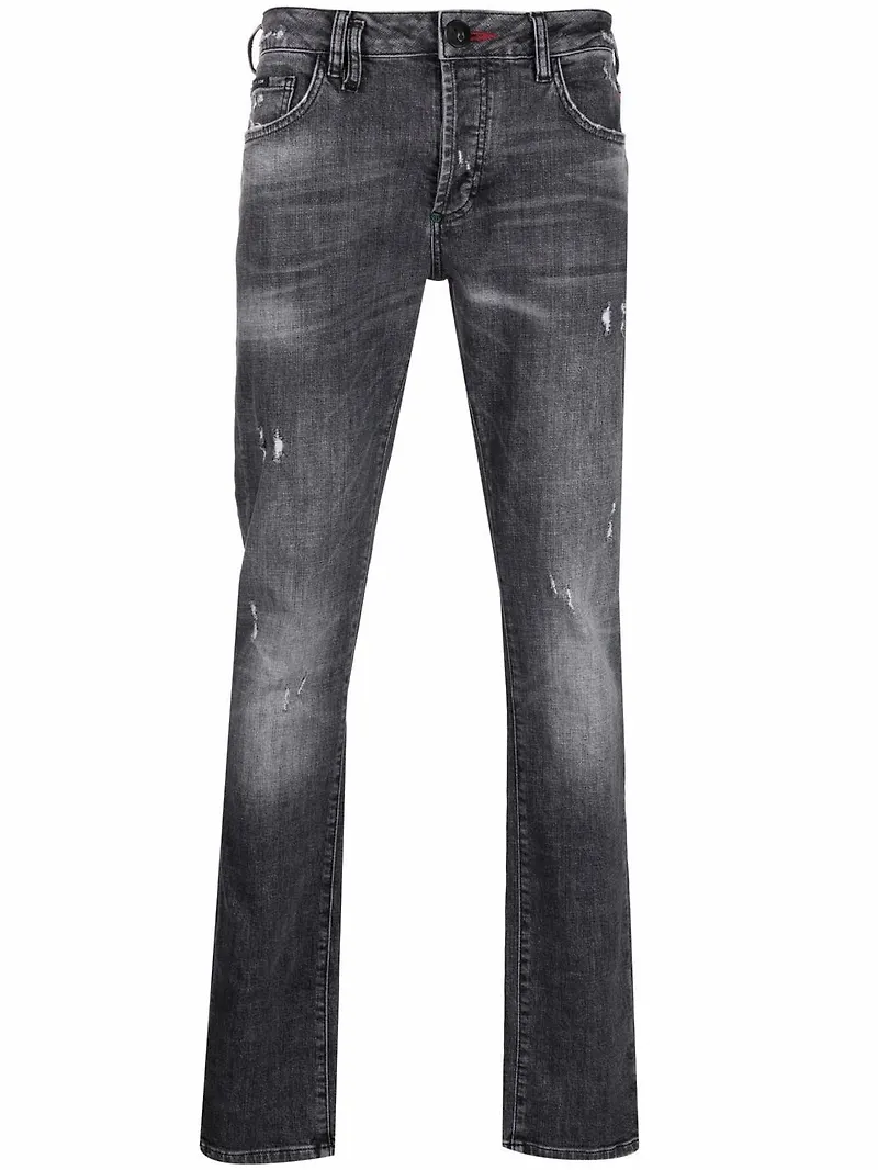 Philipp Plein straight-jeans med halvhög midja - Grå