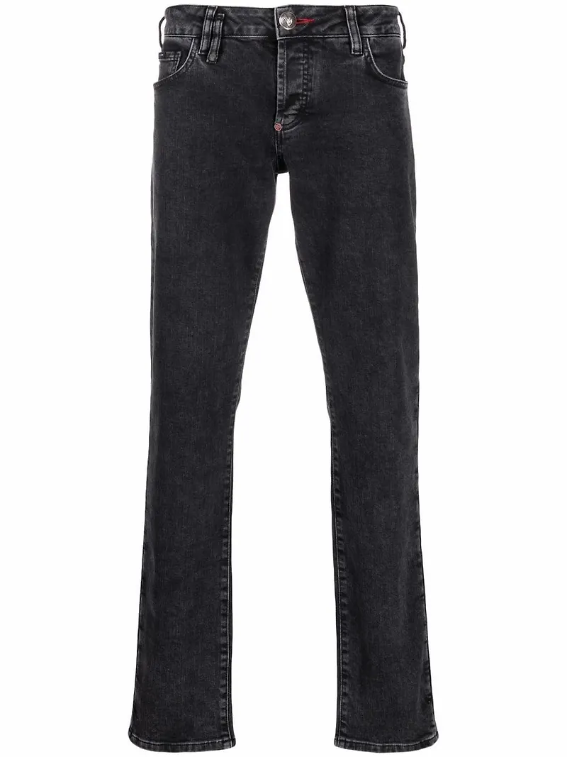 Philipp Plein straight-jeans med halvhög midja - Grå