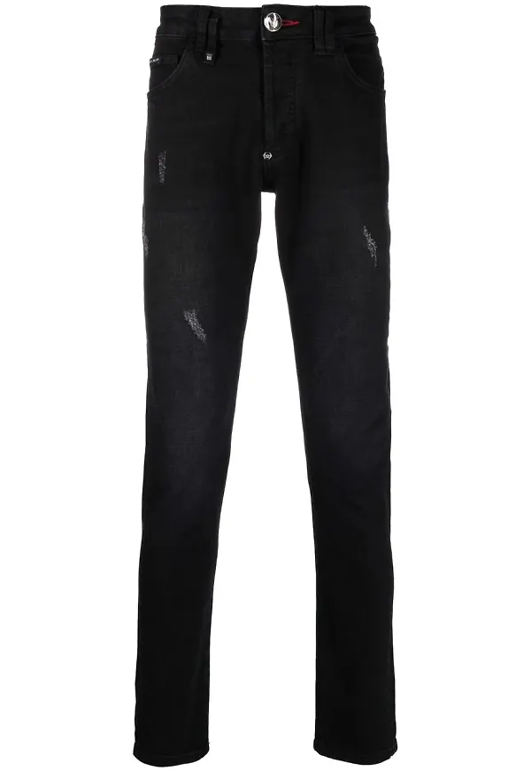 Philipp Plein straight-jeans med låg midja - Svart