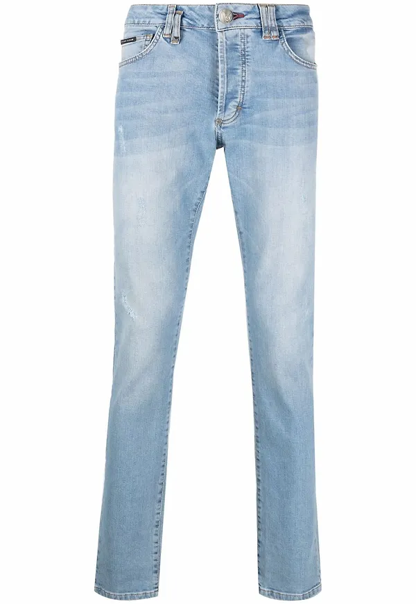 Philipp Plein straight-jeans med slitning - Blå