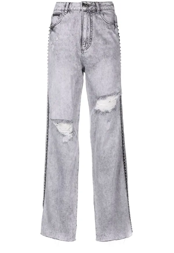 Philipp Plein straight-jeans med slitning - Grå