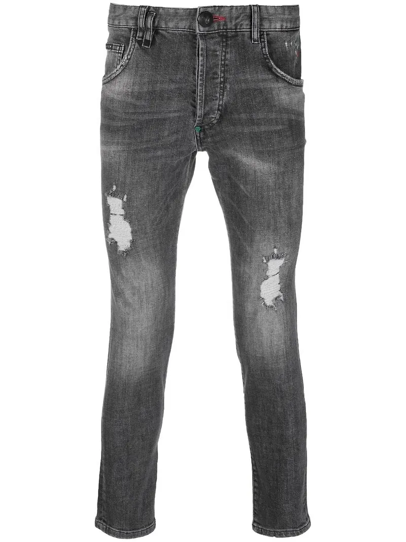 Philipp Plein straight-jeans med slitning - Grå