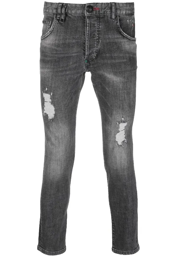 Philipp Plein straight-jeans med slitning - Grå