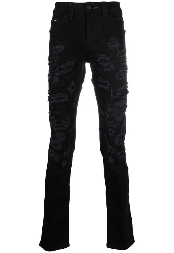 Philipp Plein straight-jeans med slitning - Svart