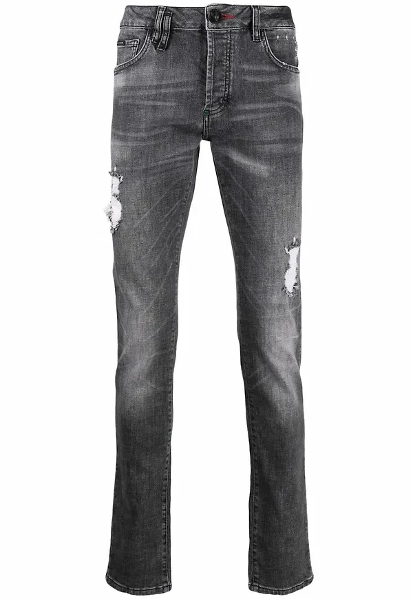 Philipp Plein straight-jeans med slitning - Svart