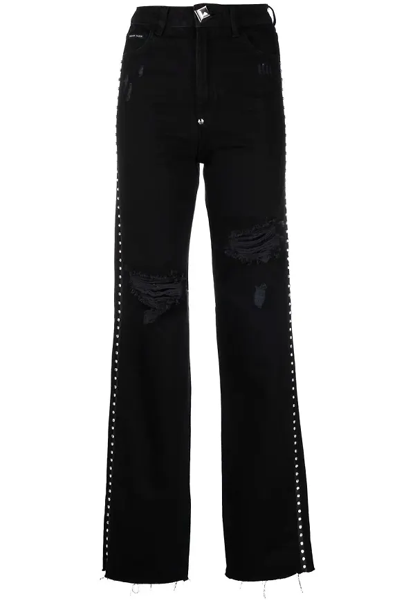 Philipp Plein straight-jeans med strass - Svart
