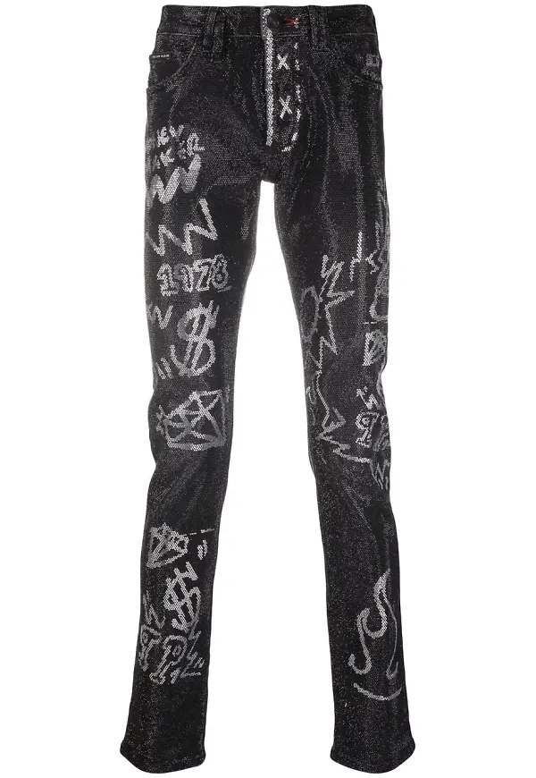 Philipp Plein straight-jeans med strass - Svart