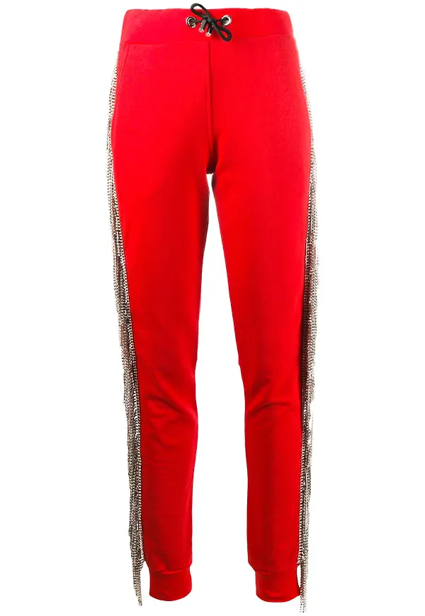 Philipp Plein strassprydda joggingbyxor - Röd