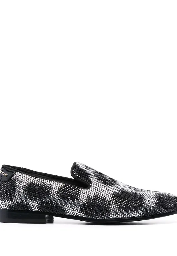 Philipp Plein strassprydda loafers - Svart