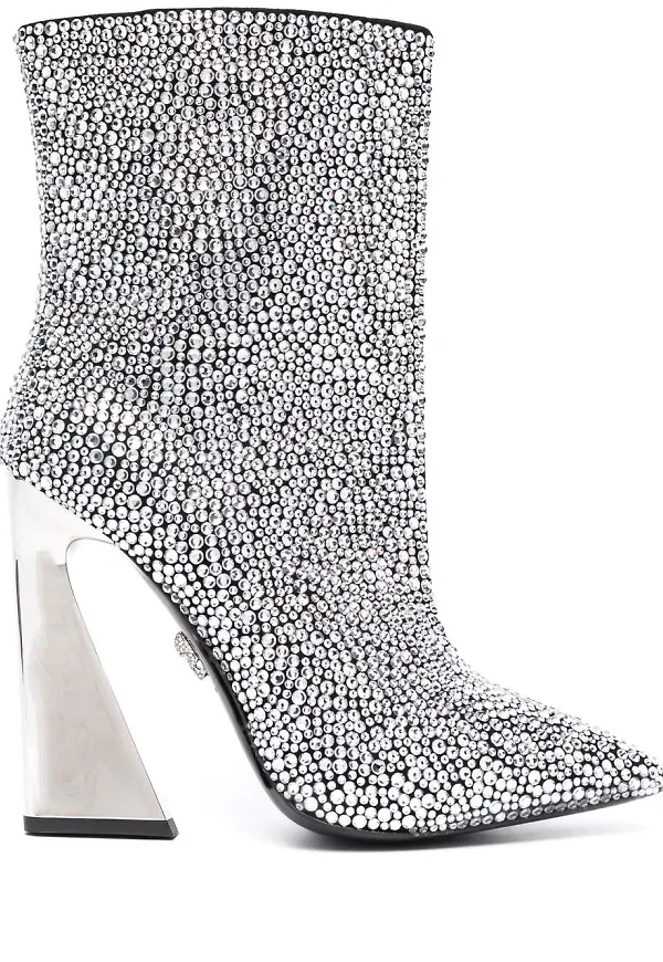Philipp Plein stövletter med strass - Silverfärgad