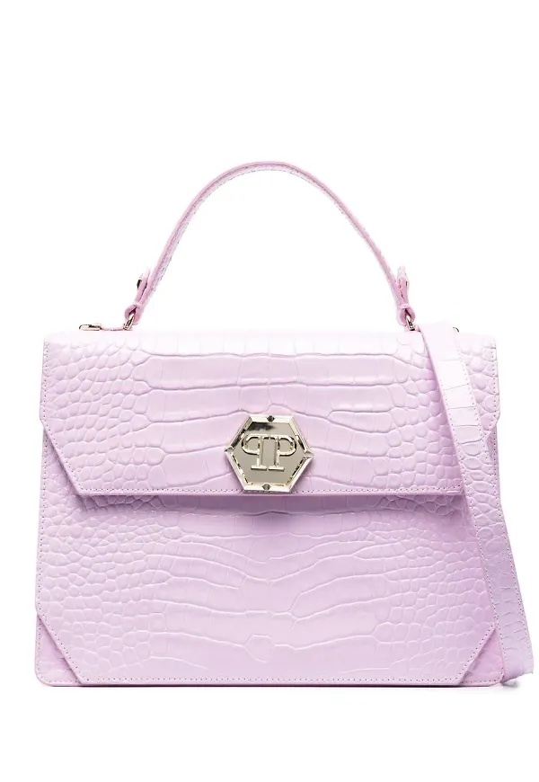 Philipp Plein Superheroin krokodilpräglad totebag - Lila