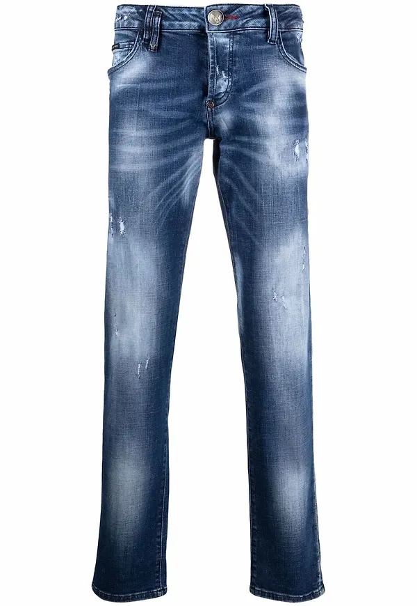 Philipp Plein Supreme straight-jeans med låg midja - Blå