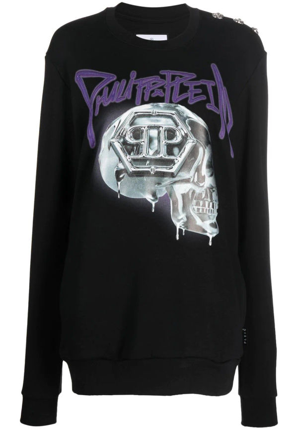 Philipp Plein sweatshirt med dödskalle - Svart