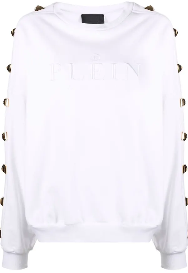 Philipp Plein sweatshirt med nitar - Vit