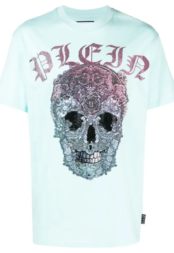 Philipp Plein t-shirt med dödskalle - Blå