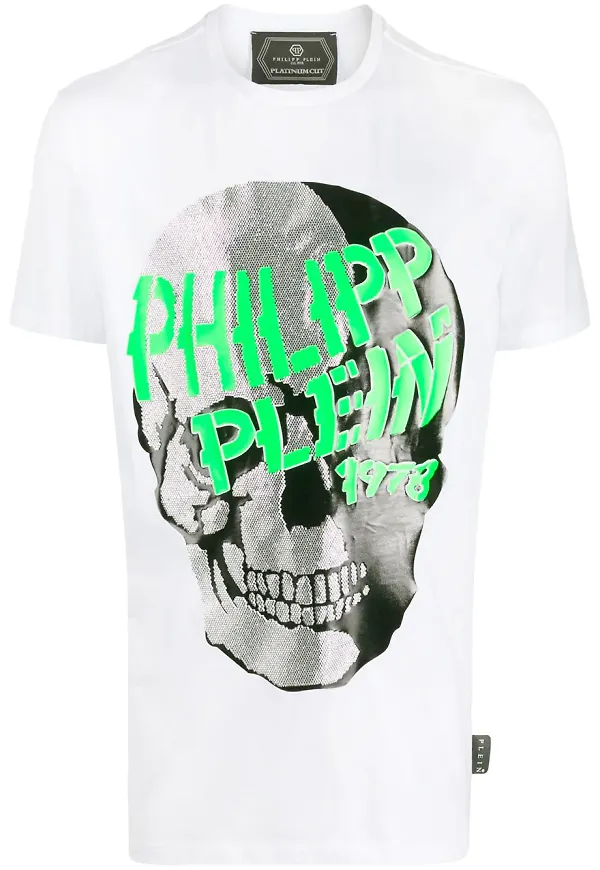 Philipp Plein t-shirt med dödskalle - Vit