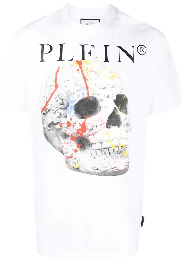 Philipp Plein t-shirt med dödskalle - Vit