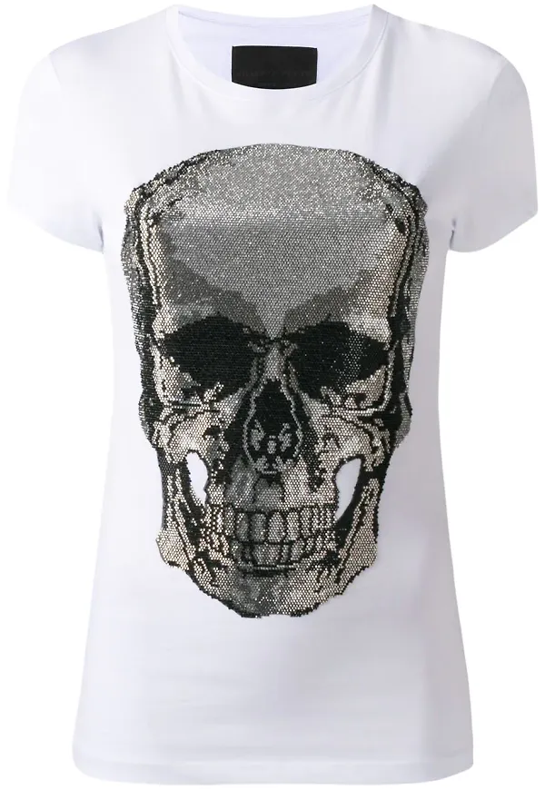 Philipp Plein t-shirt med dödskalle - Vit
