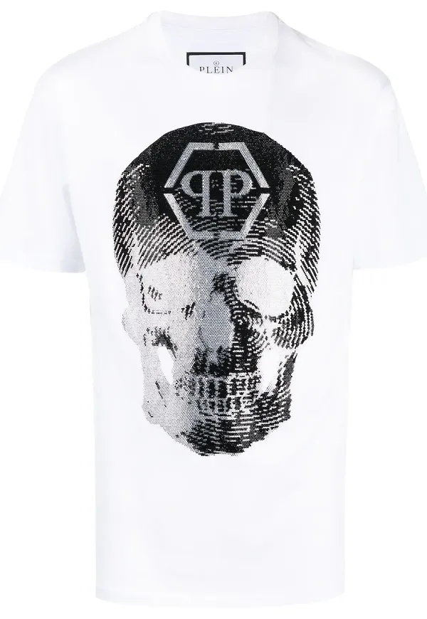 Philipp Plein t-shirt med dödskalle - Vit