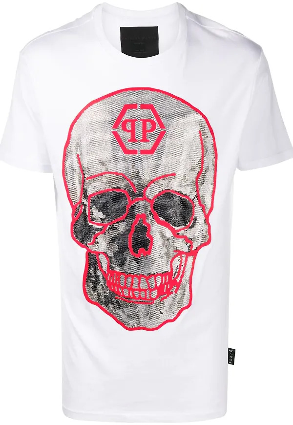 Philipp Plein t-shirt med dödskalle - Vit