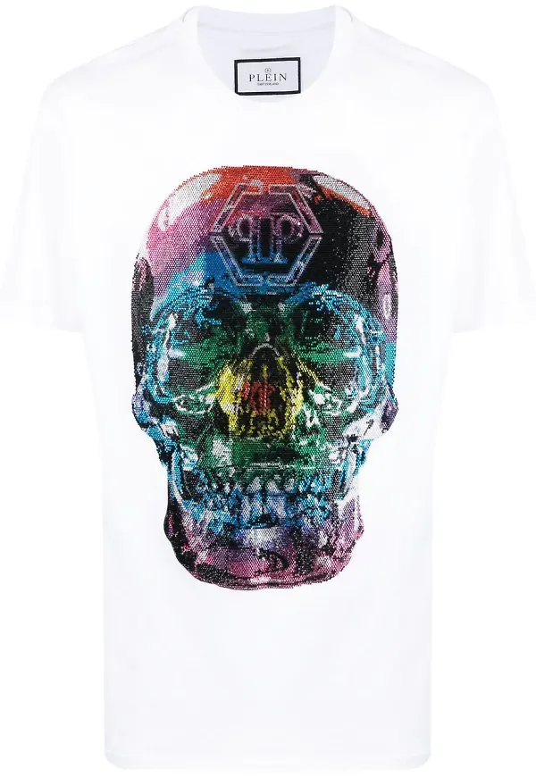 Philipp Plein t-shirt med dödskalle - Vit