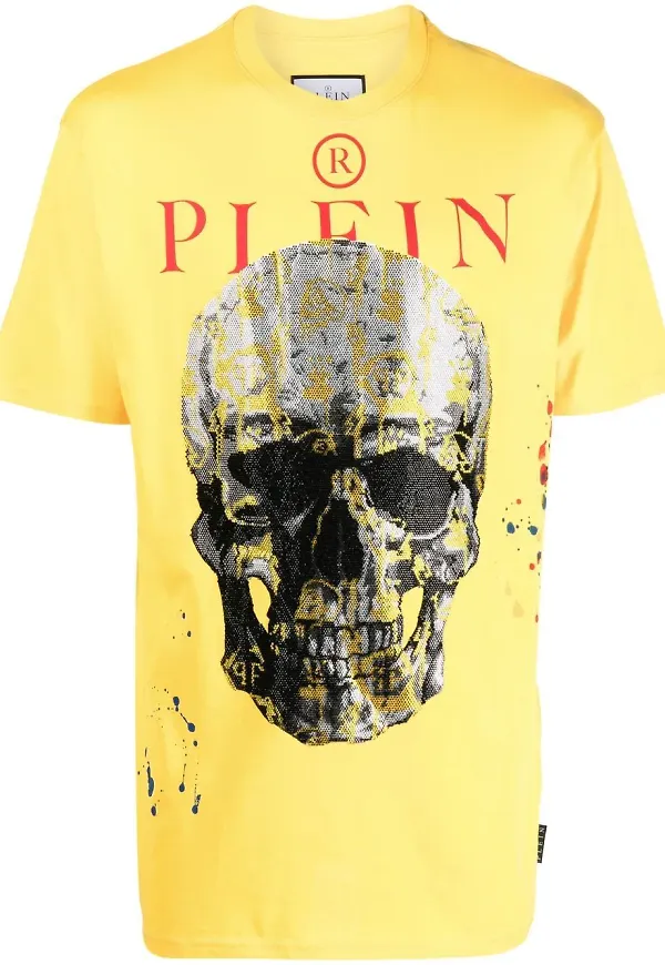 Philipp Plein t-shirt med dödskalletryck - Gul