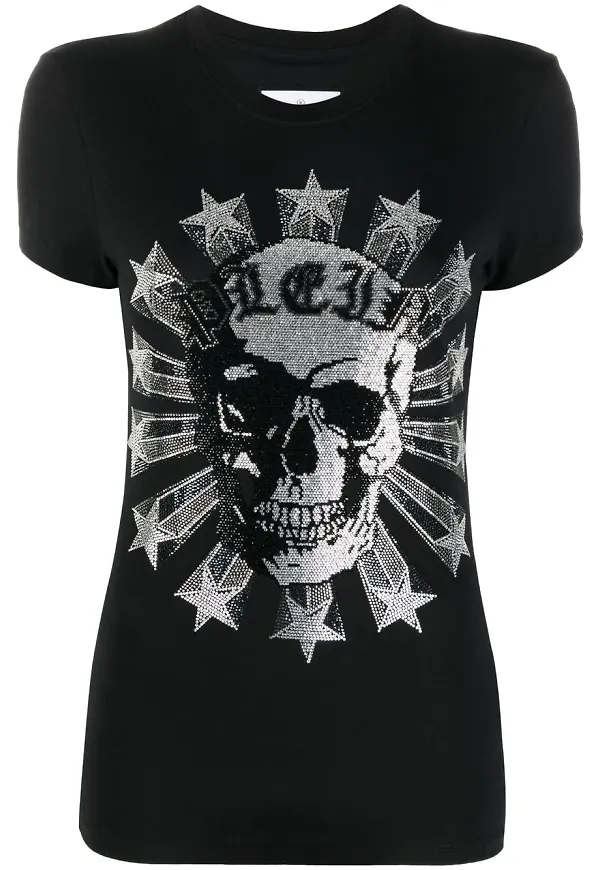 Philipp Plein t-shirt med dödskalletryck - Svart
