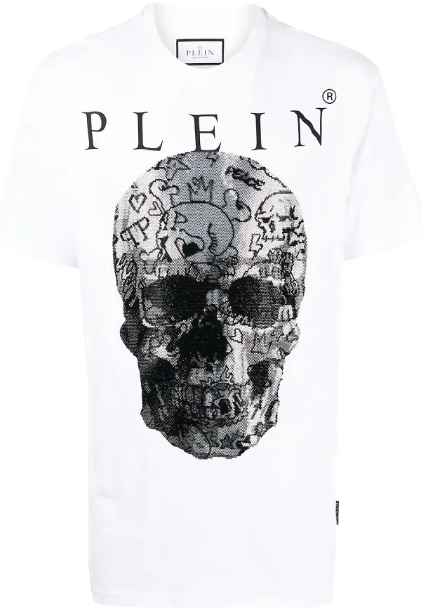 Philipp Plein t-shirt med dödskalletryck - Vit