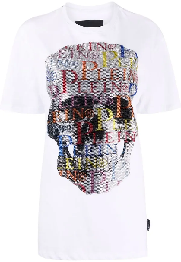 Philipp Plein t-shirt med dödskalletryck - Vit
