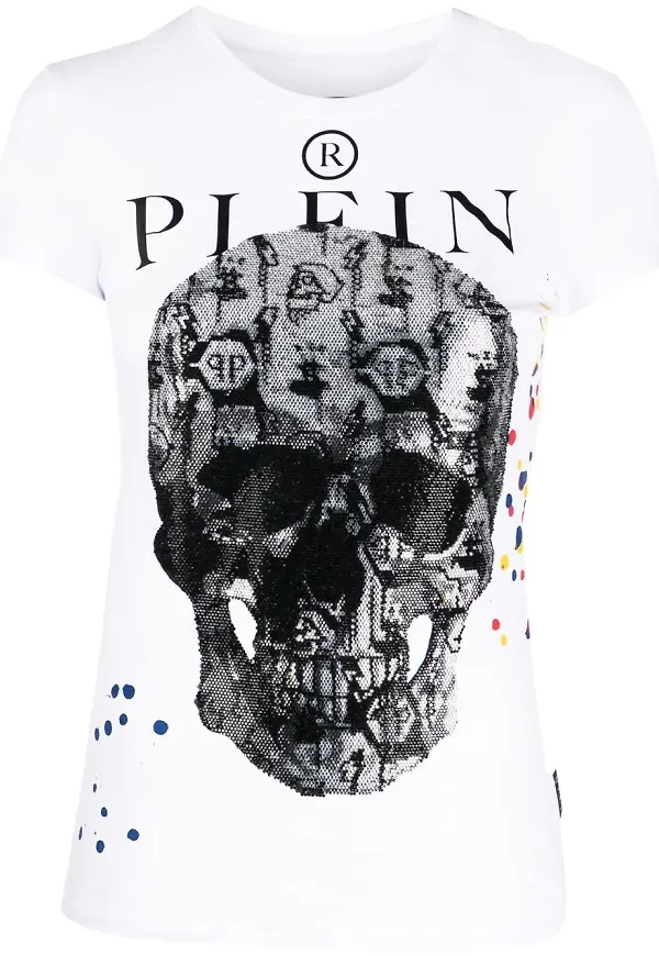 Philipp Plein t-shirt med dödskalletryck - Vit