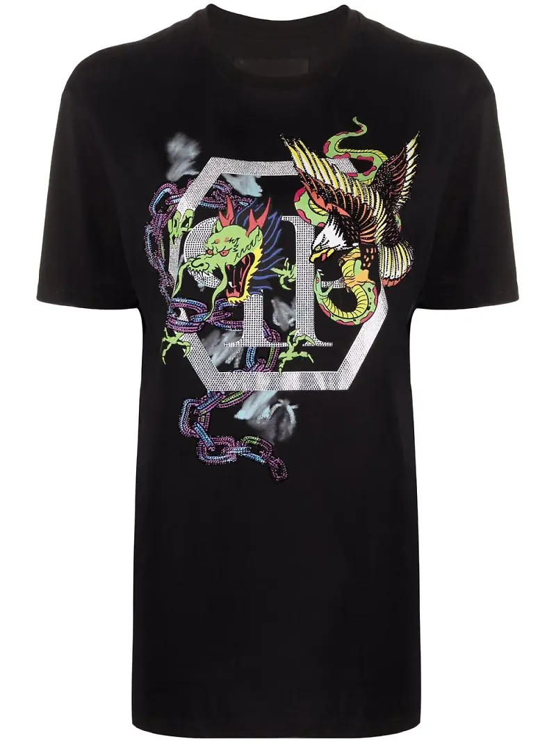 Philipp Plein t-shirt med grafiskt tryck - Svart