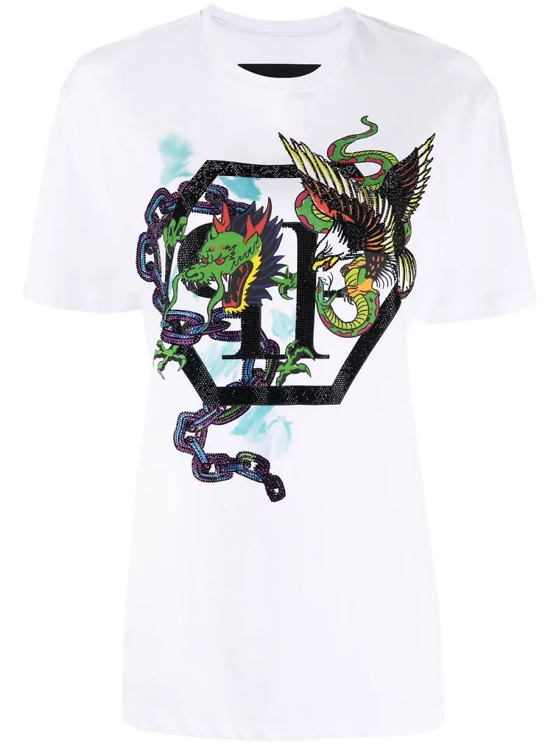 Philipp Plein t-shirt med grafiskt tryck - Vit