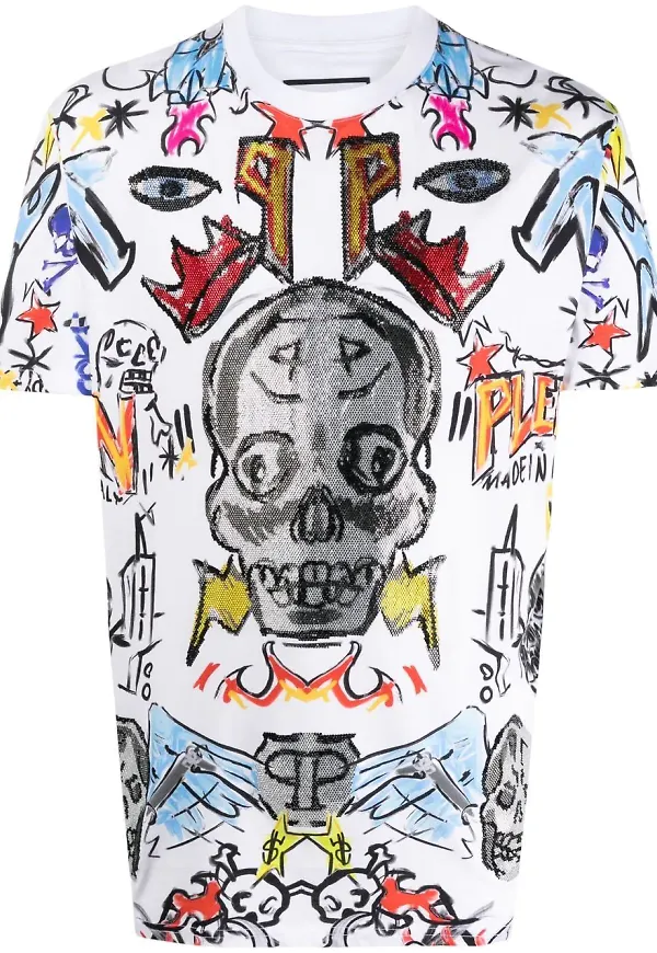 Philipp Plein t-shirt med grafiskt tryck - Vit
