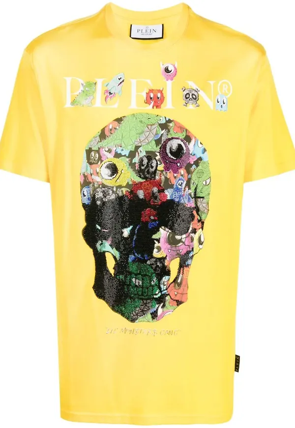 Philipp Plein t-shirt med monstertryck - Gul