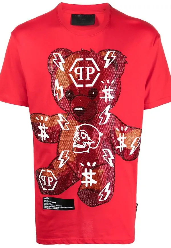 Philipp Plein t-shirt med nallebjörnstryck - Röd